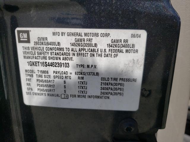 1GKET16S446239103 - 2004 GMC ENVOY XL CHARCOAL photo 14