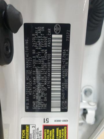 4T1C11AKXRU881100 - 2024 TOYOTA CAMRY LE WHITE photo 12