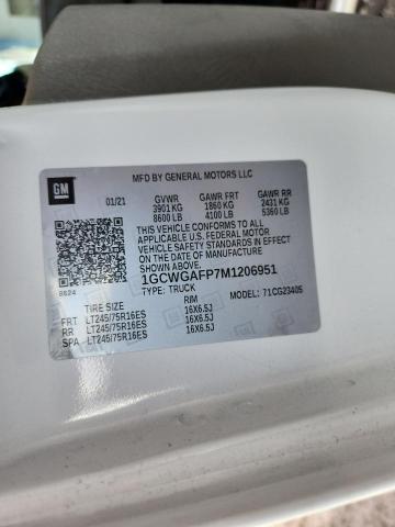 1GCWGAFP7M1206951 - 2021 CHEVROLET EXPRESS G2 Ağ foto 14