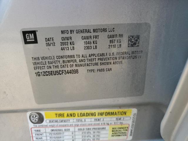 1G1ZC5EU5CF344098 - 2012 CHEVROLET MALIBU 1LT 银色 照片 12