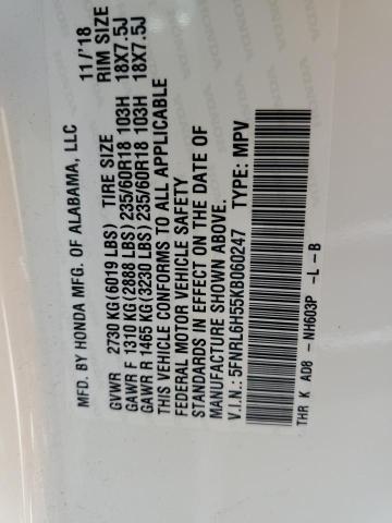 5FNRL6H55KB060247 - 2019 HONDA ODYSSEY EX Білий фото 13