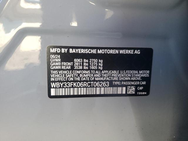 WBY33FK06RCT06263 - 2024 BMW I5 EDRIVE 40 GRAY photo 12