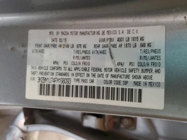 3MZBM1U74FM198093 - 2015 MAZDA 3 SPORT SILVER photo 12
