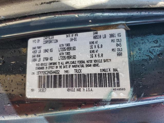 1B7KM26C2NS544652 - 1992 DODGE W-SERIES W200 BLUE photo 13