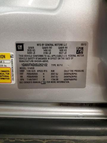 1GKKVTKD0DJ262102 - 2013 GMC ACADIA DENALI SILVER photo 13