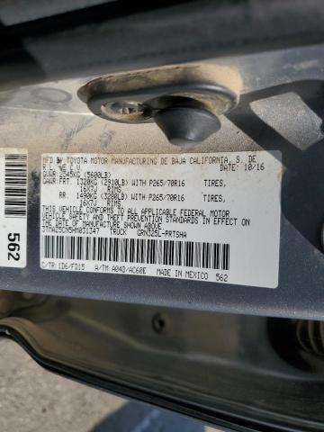 3TMAZ5CN5HM031347 - 2017 TOYOTA TACOMA DOUBLE CAB SILVER photo 12