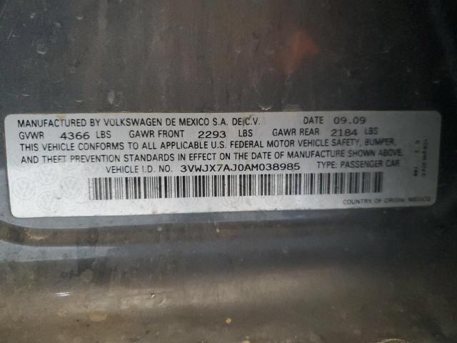 3VWJX7AJ0AM038985 - 2010 VOLKSWAGEN JETTA S GRAY photo 12