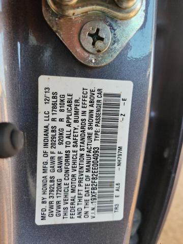 19XFB2F82EE004093 - 2014 HONDA CIVIC EX GRAY photo 12
