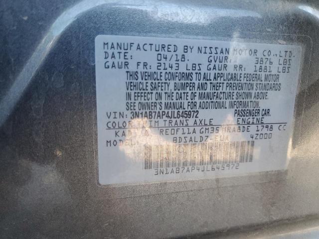 3N1AB7AP4JL645972 - 2018 NISSAN SENTRA S 灰色 照片 13