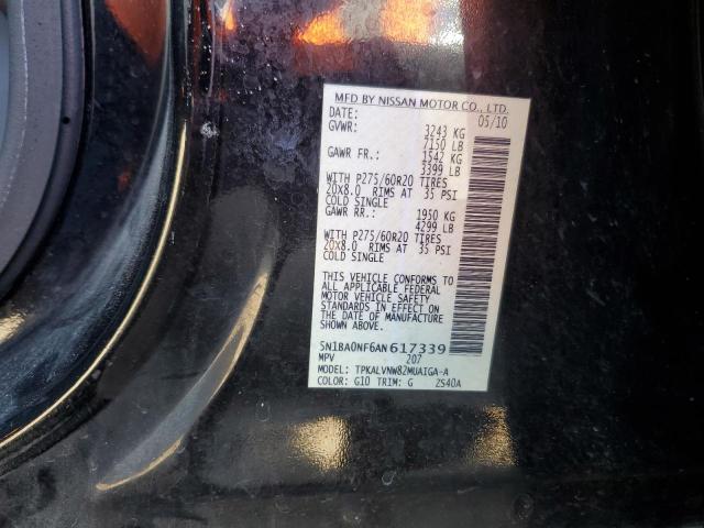 5N1BA0NF6AN617339 - 2010 NISSAN ARMADA PLATINUM BLACK photo 13