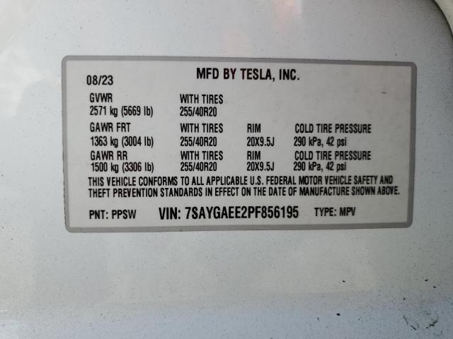 7SAYGAEE2PF856195 - 2023 TESLA MODEL Y Սպիտակ լուսանկար 13