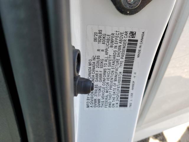 2HGFC2F87LH555734 - 2020 HONDA CIVIC SPORT თეთრი ფოტო 12
