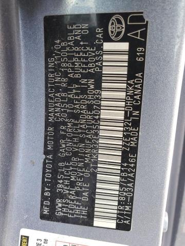 2T1KR32E35C407039 - 2005 TOYOTA COROLLA MA XR BLUE photo 12