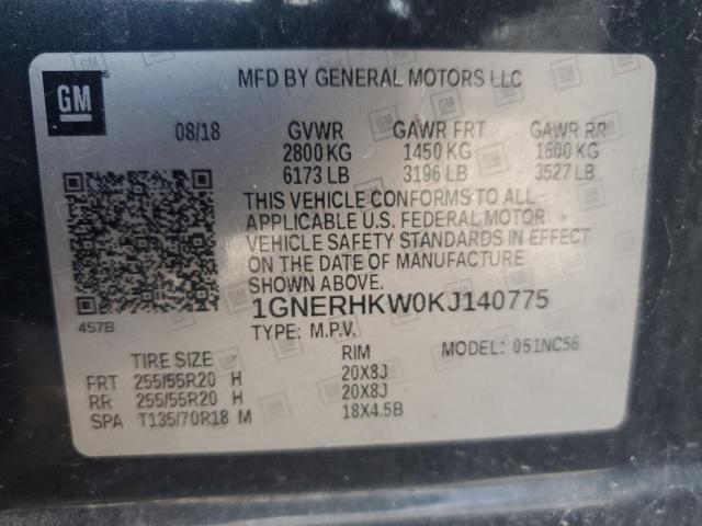 1GNERHKW0KJ140775 - 2019 CHEVROLET TRAVERSE LT 黑色 照片 13