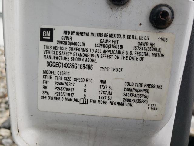 3GCEC14X36G168486 - 2006 CHEVROLET SILVERADO C1500 WHITE photo 13