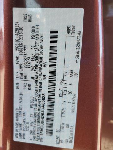 1FMCU0HD6JUA85828 - 2018 FORD ESCAPE SEL ბურგუნდია ფოტო 14