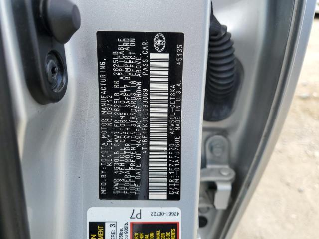 4T1BF1FK0CU083069 - 2012 TOYOTA CAMRY BASE WHITE photo 12