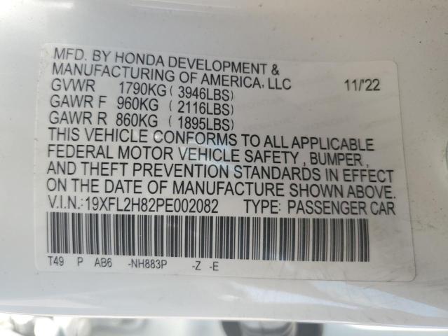 19XFL2H82PE002082 - 2023 HONDA CIVIC SPORT WHITE photo 12