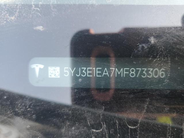5YJ3E1EA7MF873306 - 2021 TESLA MODEL 3 თეთრი ფოტო 12