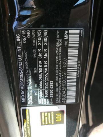 4JGDA5HBXFA610357 - 2015 MERCEDES-BENZ ML 350 4MATIC BLACK photo 13