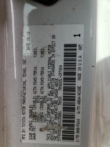 5TFRX5GN0KX135801 - 2019 TOYOTA TACOMA ACCESS CAB WHITE photo 12