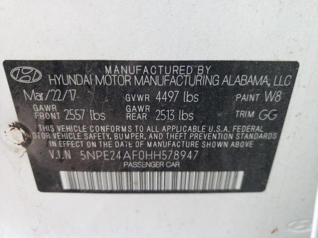 5NPE24AF0HH578947 - 2017 HYUNDAI SONATA SE WHITE photo 12