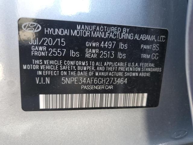 5NPE34AF6GH273464 - 2016 HYUNDAI SONATA SPORT SILVER photo 12