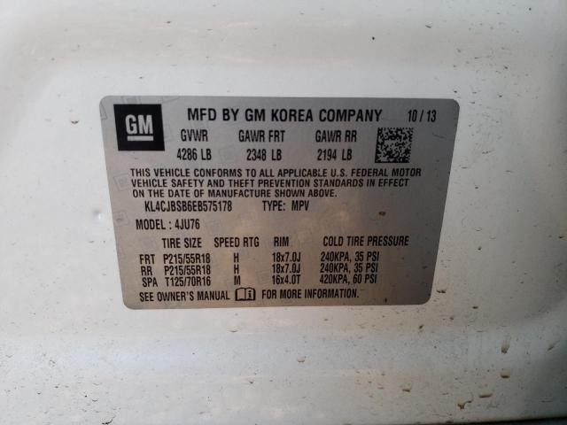 KL4CJBSB6EB575178 - 2014 BUICK ENCORE CONVENIENCE თეთრი ფოტო 12