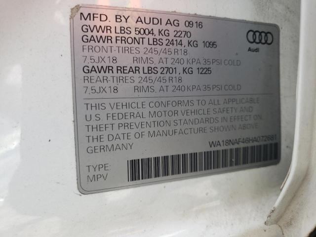 WA18NAF46HA072681 - 2017 AUDI A4 ALLROAD PREMIUM PLUS WHITE photo 12