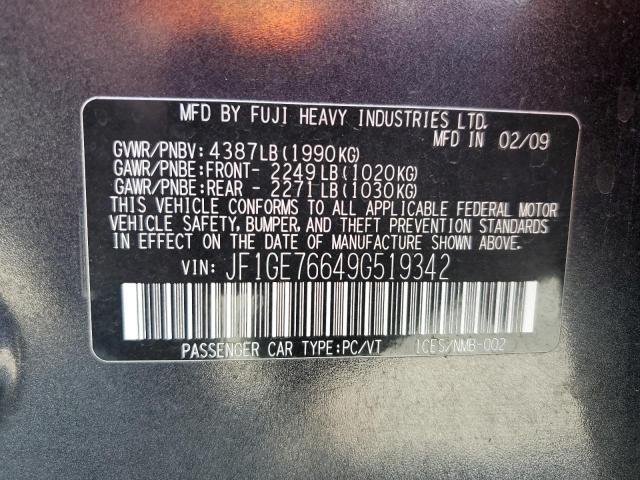 JF1GE76649G519342 - 2009 SUBARU IMPREZA WRX GRAY photo 12