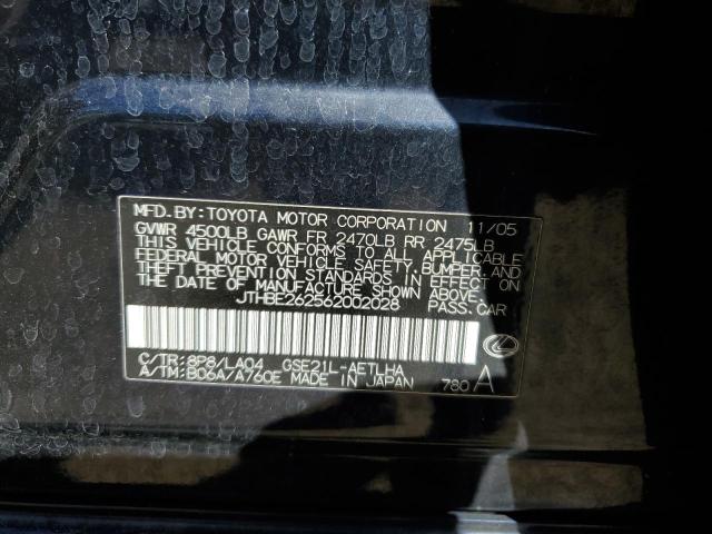 JTHBE262562002028 - 2006 LEXUS IS 350 BLACK photo 13