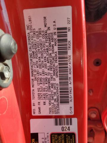 5TEJU62N88Z499419 - 2008 TOYOTA TACOMA DOUBLE CAB PRERUNNER RED photo 12