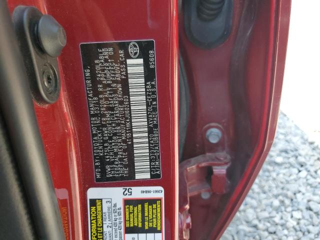 4T1B11HK4JU602603 - 2018 TOYOTA CAMRY L RED photo 12