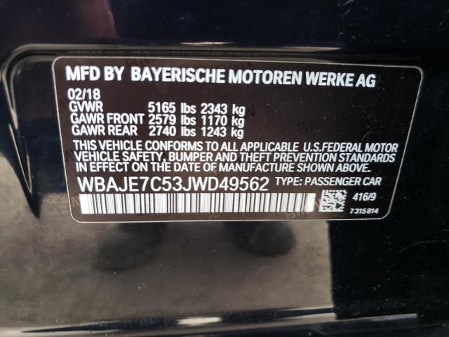 WBAJE7C53JWD49562 - 2018 BMW 540 XI BLACK photo 12