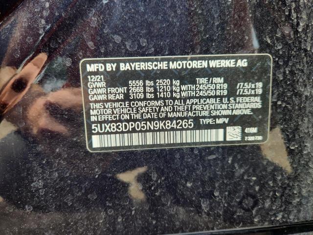 5UX83DP05N9K84265 - 2022 BMW X3 M40I BLUE photo 14