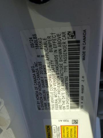 2HGFE2F51RH587992 - 2024 HONDA CIVIC SPORT 白色 照片 12