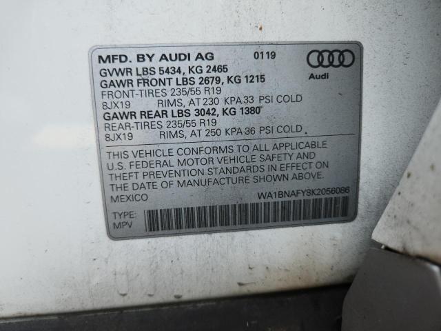 WA1BNAFY8K2056086 - 2019 AUDI Q5 PREMIUM PLUS WHITE photo 14