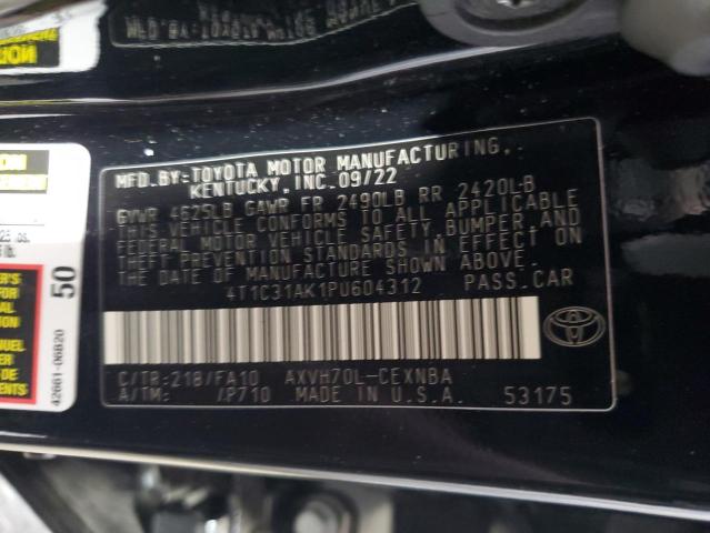 4T1C31AK1PU604312 - 2023 TOYOTA CAMRY LE BLACK photo 12