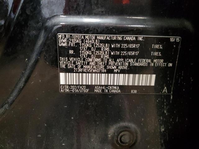 2T3RFREV5FW407184 - 2015 TOYOTA RAV4 XLE BLACK photo 13