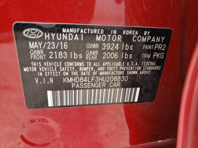 KMHD84LF3HU208830 - 2017 HYUNDAI ELANTRA SE RED photo 12