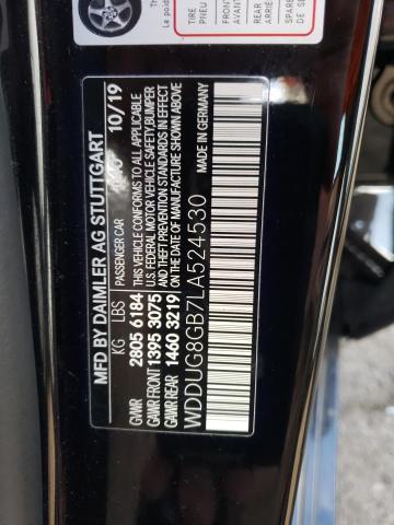 WDDUG8GB7LA524530 - 2020 MERCEDES-BENZ S 560 4MATIC BLACK photo 12