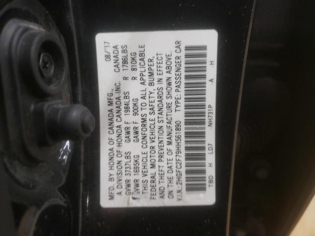 2HGFC2F79HH561890 - 2017 HONDA CIVIC EX BLACK photo 12