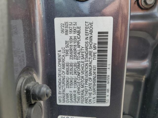 5J6RT6H58NL041431 - 2022 HONDA CR-V EX GRAY photo 13