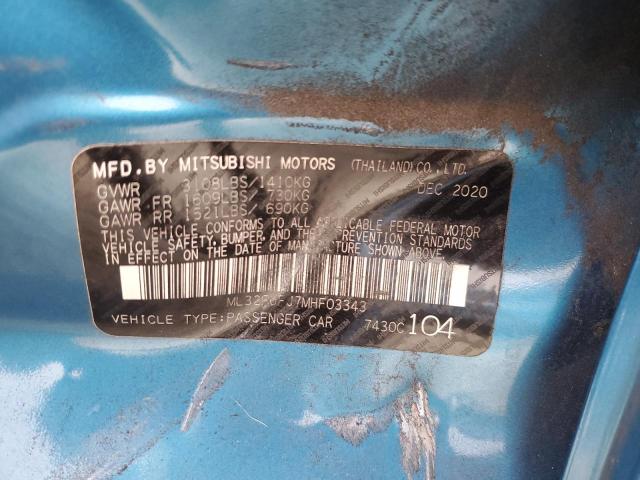 ML32FUFJ7MHF03343 - 2021 MITSUBISHI MIRAGE G4 ES 蓝色 照片 12