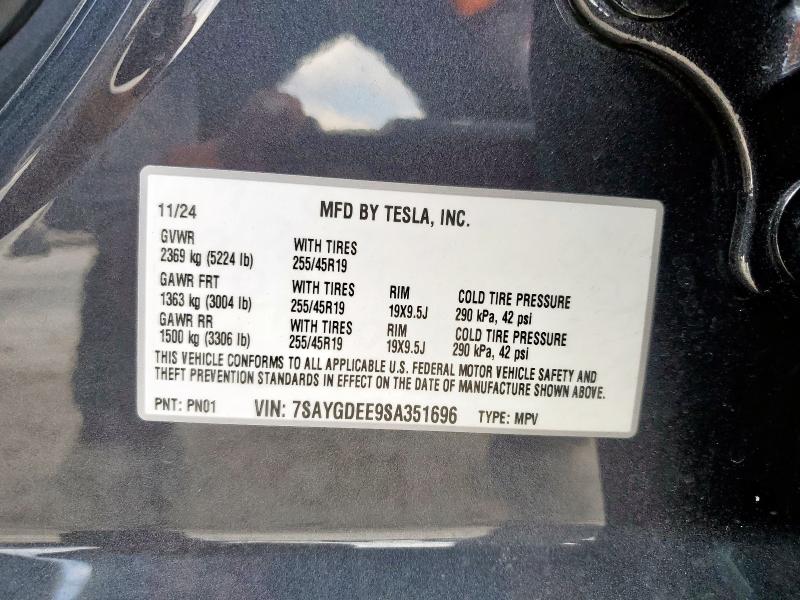 7SAYGDEE9SA351696 - 2025 TESLA MODEL Y GRAY photo 13