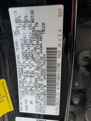 5TFJU4GN1EX052110 - 2014 TOYOTA TACOMA DOUBLE CAB PRERUNNER BLACK photo 13