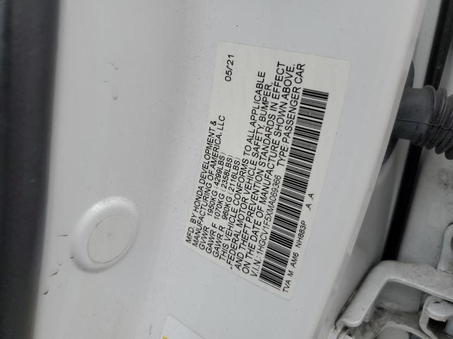 1HGCV1F5XMA069366 - 2021 HONDA ACCORD EXL WHITE photo 12