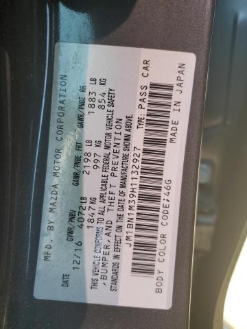 JM1BN1M39H1132927 - 2017 MAZDA 3 GRAND TOURING Сұр фото 12