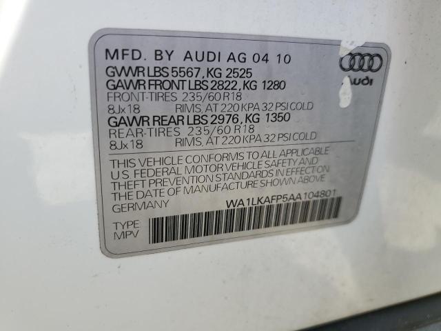 WA1LKAFP5AA104801 - 2010 AUDI Q5 PREMIUM PLUS WHITE photo 12