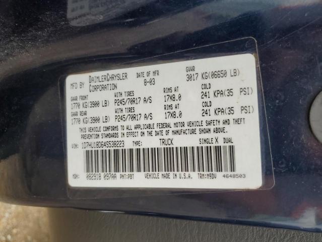 1D7HU18D64S538223 - 2004 DODGE RAM 1500 ST BLUE photo 12